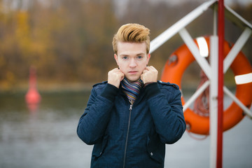 fashion model guy portrait outdoors