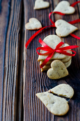 Shortbread cookies in a heart-shaped Valentine's Day
