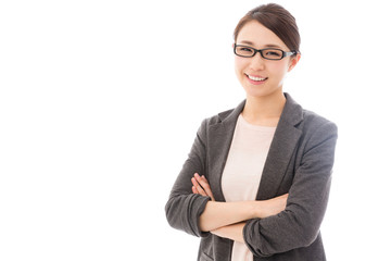 asian businesswoman on white background