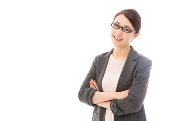asian businesswoman on white background