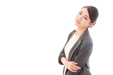 asian businesswoman on white background