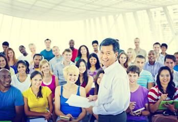 Group People Casual Lecture Teacher Speaker Notes Concept