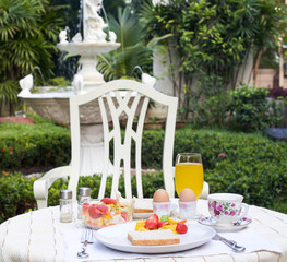 Healthy breakfast with fruit salad