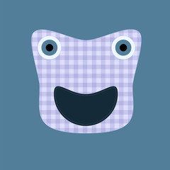 Cute kilted sewed on monster on blue background