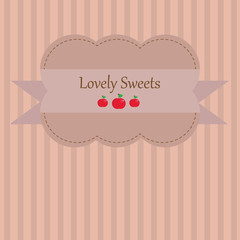 Adorable vintage styled background with apples and stripes