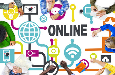 Global Online Communication Social Technology Team Concept