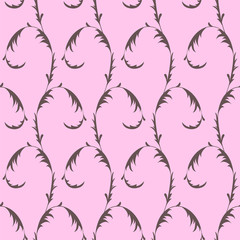 Seamless pattern with floral ornament on pink