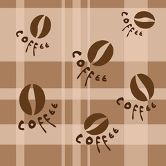 Quilt and coffe beans seamless pattern