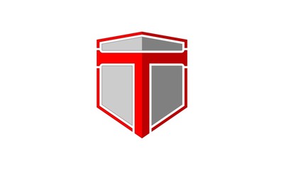 Shield with initial letter T logo vector design template