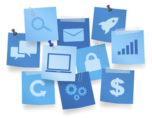 Memos Blue Colored Images Social Media Network Concept