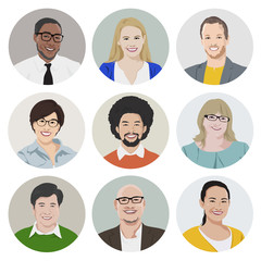 Fototapeta premium Vector of Diverse Cheerful People Faces Individual Concept