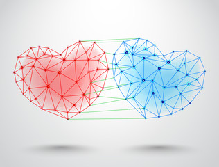 Couple of connected hearts