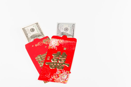 US Dollar bank notes in red develop,Chinese new year gift