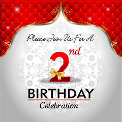 celebrating 2 years birthday, Golden red royal background