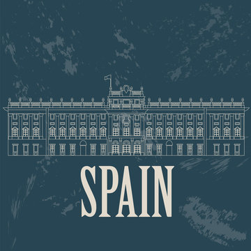 Spain landmarks. Retro styled image