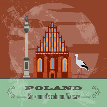 Poland landmarks. Retro styled image