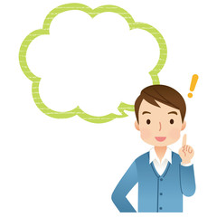 若い男性　コピースペース　吹き出し
