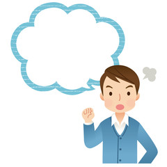 若い男性　コピースペース　吹き出し