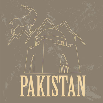 Pakistan landmarks. Retro styled image