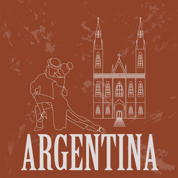 Argentina landmarks. Retro styled image