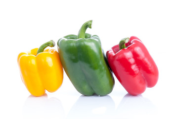 Fresh sweet pepper,bell pepper or capsicum on white background
