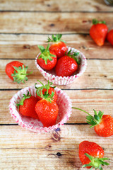 Strawberries and cake pans