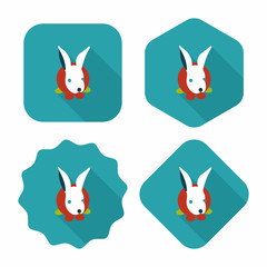 Pet rabbit flat icon with long shadow,eps10