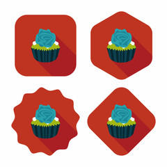 Valentine's Day cupcake flat icon with long shadow,eps10