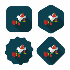 Valentine's Day lover bird flat icon with long shadow,eps10