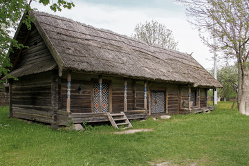 Fototapeta na wymiar yard with wooden house