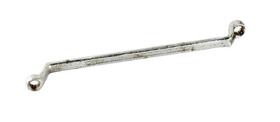 Old rusty wrench, isolated