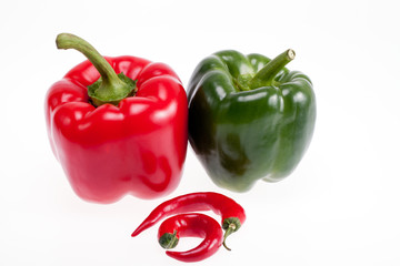 colorful peppers isolated on white background