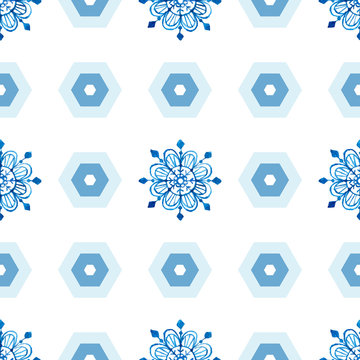 Watercolor snowflakes seamless pattern