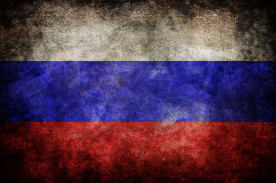 grunge flag of Russia
