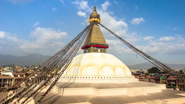 Time-lapse: stupa Boudhanath in Kathmandu, Nepal.