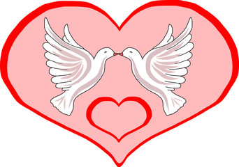 Doves in heart