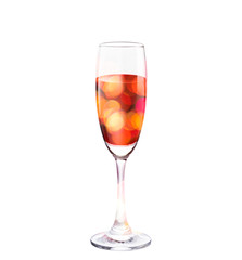 vibrant bokeh in champagne glass on isolated background