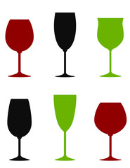 colorful wine glasses set