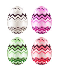 Set of colorful Easter eggs decorated with zigzag.