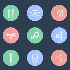 settings, configuration, preferences flat round icons