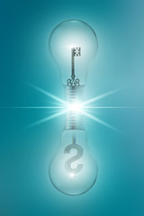 idea concept with key and dollar signs in twin light bulbs