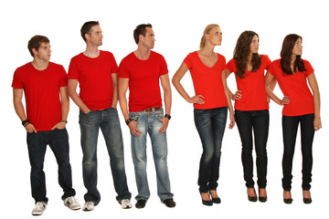 Obraz premium Gruppe im roten T-Shirts