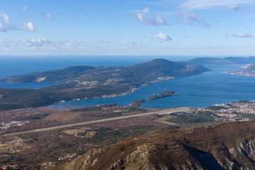Fototapeta na wymiar View of Lustica peninsula and Boka Kotorska. Montenegro