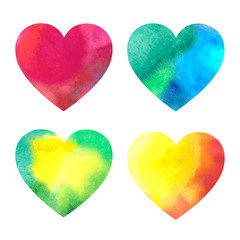 set of watercolor hearts