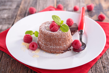 chocolate cake and raspberry