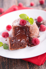 chocolate cake and raspberry