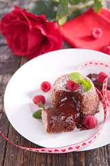 chocolate cake and raspberry