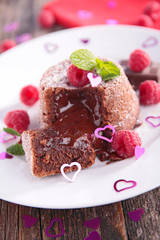 chocolate cake and raspberry