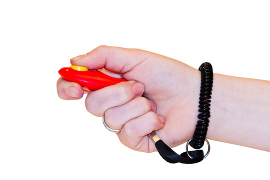 Dr&uuml;cken eines Clickers, freigestellt