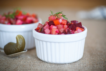salad of boiled vegetables with beetroot